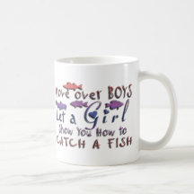 MOVE OVER BOYS GIRLS FISHING COFFEE MUG