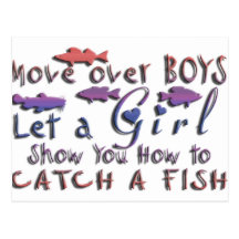 MOVE OVER BOYS GIRLS FISHING POSTCARDS
