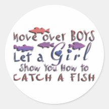 MOVE OVER BOYS GIRLS FISHING STICKER