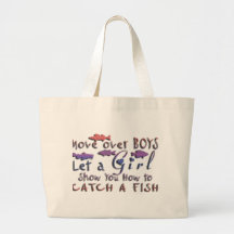 MOVE OVER BOYS GIRLS FISHING TOTE BAGS