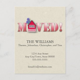 Moved Announcement (Red) postcard