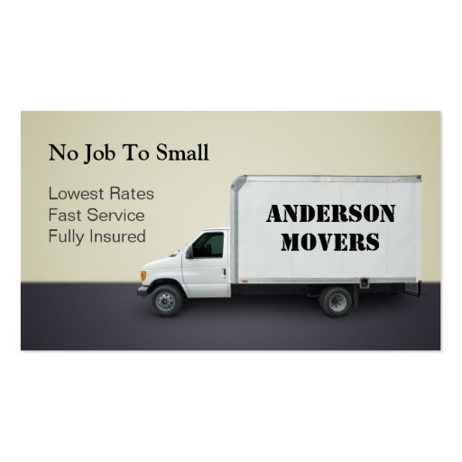 Mover or Moving Company Business Card (front side)