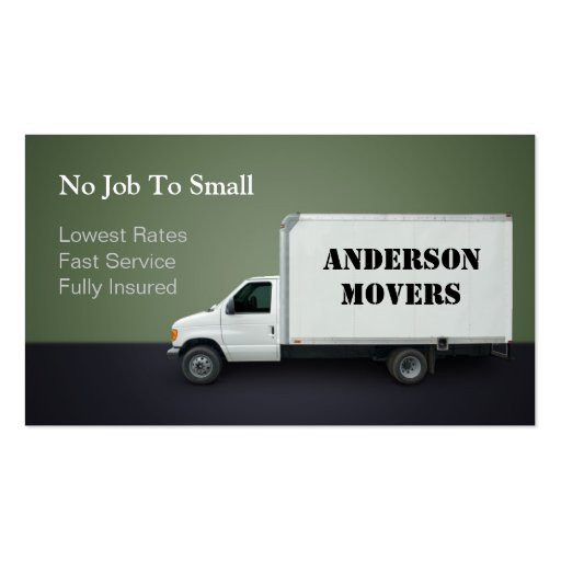 Mover or Moving Company Business Card (front side)