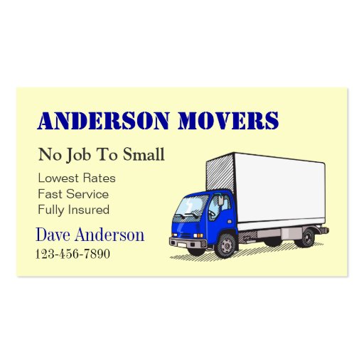 Mover or Moving Company Business Card Templates (front side)