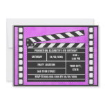 Movie Birthday Party Clapboard Purple Personalized Invites