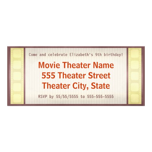 Movie Birthday Party Marquee Personalized Invitation