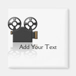 Movie Camera in Black and Gold on White Fridge Magnets