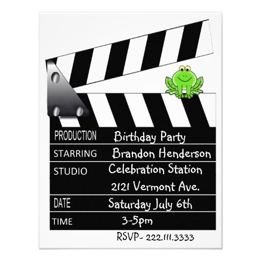 Movie Clapper Birthday Party Invitation
