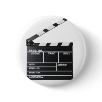 movie film clapperboard pinback button