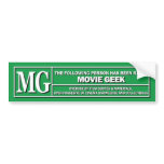 Movie Geek Rating sticker Bumper Sticker