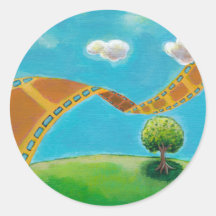 Movie lovers fun unique art film strip landscapes sticker
