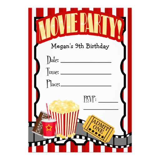 MOVIE NIGHT ANY OCCASION FILL-IN PARTY CUSTOM INVITE