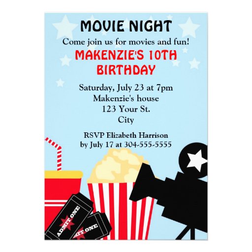Movie Night Birthday Invite