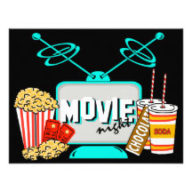 Movie Night Birthday Party Celebration Personalized Announcement