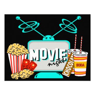 Movie Night Birthday Party Celebration Personalized Announcement