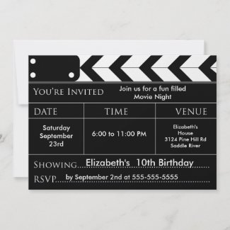 MOVIE NIGHT Birthday Party Invitation zazzle_invitation