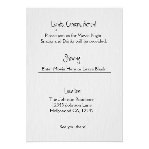 Movie Night Clapboard Invitation
