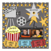 Movie Night Custom Photo Birthday Invitation