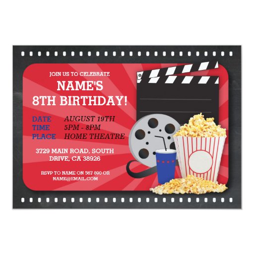 movie night film cinema birthday party invitation zazzle cinema party invitations