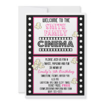 Movie Night Film Strip Popcorn Birthday Invitation