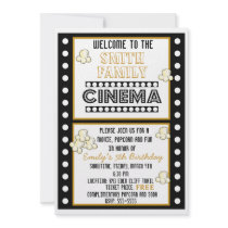 Movie Night Film Strip Popcorn Birthday Invitation