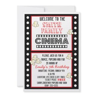 Movie Night Film Strip Popcorn Birthday Invitation invitation