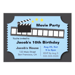 Movie Night Party, Birthday Party Custom Invites