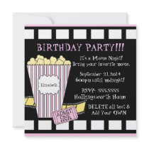 Movie Night-Popcorn Film Strip Invites