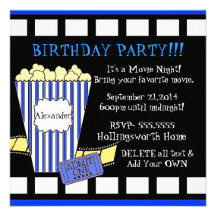 Movie Night-Popcorn Film Strip Invite
