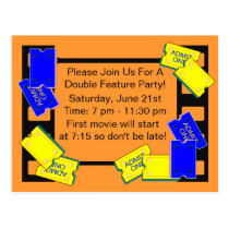 Movie Night Postcard Invitation Tickets Invites
