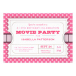 Movie Party Birthday Party Admission Ticket | Pink Custom Invites