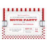 Movie Party Birthday Party Admission Ticket | Red Custom Invite