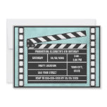 Movie Party Clapboard Blue Invitations