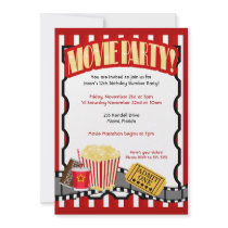 MOVIE PARTY Ticket Birthday Invitations