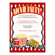 MOVIE PARTY Ticket Birthday Invitations *Updated*