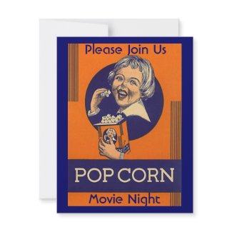 MOVIE & POPCORN PARTY INVITATION HOME THEATER NITE invitation