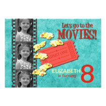 Movie & Popcorn Photo Birthday Party Invitation