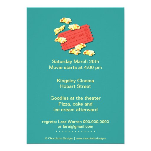 Movie & Popcorn Photo Birthday Party Invitation