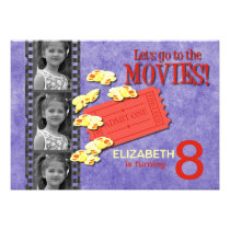 Movie & Popcorn Photo Birthday Party Invitation