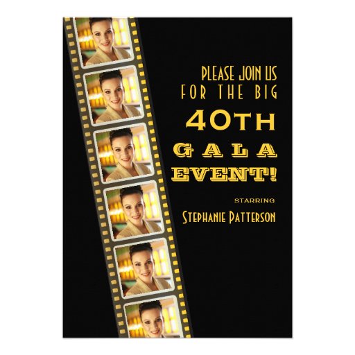 Movie Premiere Celebrity 40th Birthday Photo Gala Custom Invitation (front side)