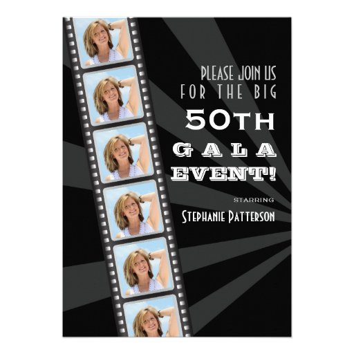 Movie Premiere Celebrity 50th Birthday Photo Gala Invites (front side)