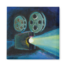 Movie projector colorful expressive painting art magnet