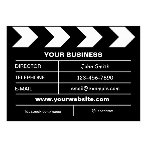 Movie Slate Business Cards (front side)
