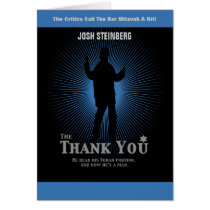Movie Star Bar Mitzvah in Black Blue Thank You cards