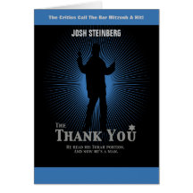 Movie Star Bar Mitzvah in Black Blue Thank You Card