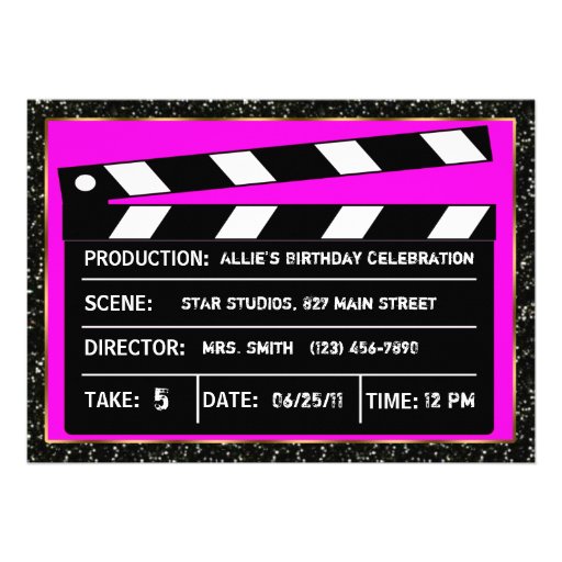 Movie Star Pink Glitter Invite
