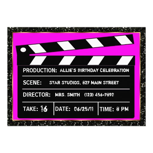 Movie Star Pink Glitter Invite