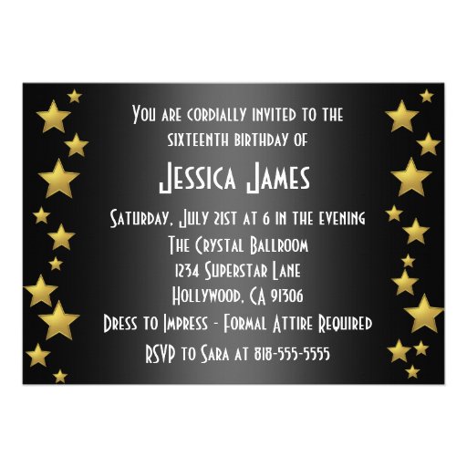 Movie Star Sweet Sixteen Custom Invitations