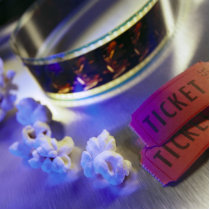Movie Theater Film, Popcorn & Tickets Acrylic Cut Outs