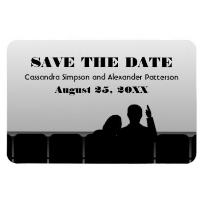 Movie Theater Save the Date Magnet, Gray